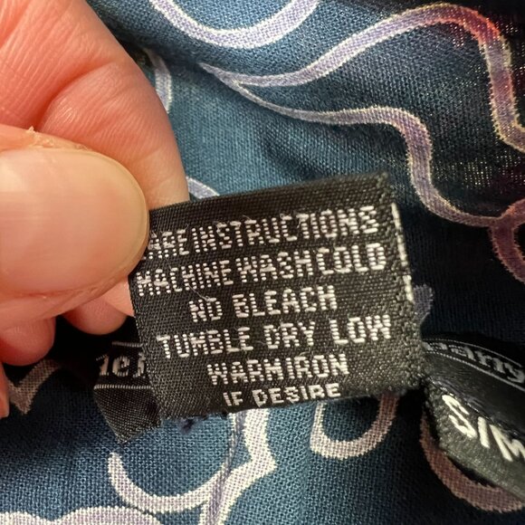 J Peterman Company Imperial Dragon Kimono Dress Faux Wrap Cotton Blue Print S/M - Picture 13 of 13